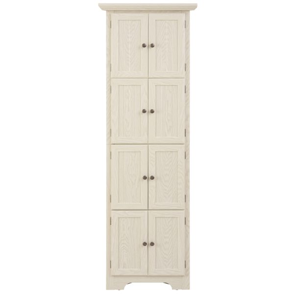 4-Tier 72" Tall Corner Kitchen Pantry Cabinet with 8 Doors, Freestanding Corner Storage Cabinet with Shelves, Farmhouse Style Bookshelf for Bathroom, Living Room and Home Organization
