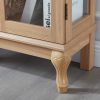 Elegant Light Oak Curio Cabinet with Tempered Glass Doors, LED Lighting, Mirrored Back & Adjustable Shelves, Ideal Display Storage for Home & Office