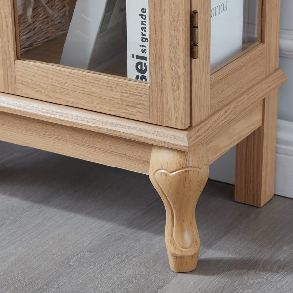 Elegant Light Oak Curio Cabinet with Tempered Glass Doors, LED Lighting, Mirrored Back & Adjustable Shelves, Ideal Display Storage for Home & Office