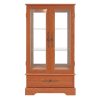 Lighted Glass Curio Display Cabinet with Adjustable Glass Shelves, 2 Doors & 1 Drawer C Light Bulb Included