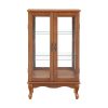 2-Door Lighted Curio Cabinet with Tempered Glass Doors, Mirrored Back & Adjustable Shelves C Bulb Included for Home & Office