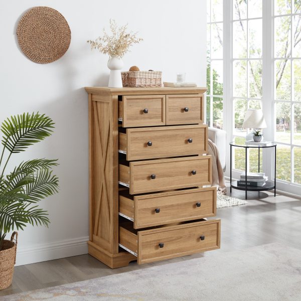 6-Drawer Tall Dresser, Vertical Chest of Drawers Storage Cabinet for Closet & Living Room Clothes Organizing