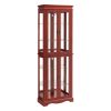 2-299.jpg Lighted Glass Curio Cabinet with Wood Frame C Multipurpose Display & Storage for Wine, Toys, Living Room/Kitchen/Pantry (Bulb Included)