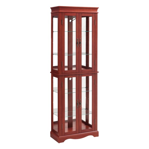 2-299.jpg Lighted Glass Curio Cabinet with Wood Frame C Multipurpose Display & Storage for Wine, Toys, Living Room/Kitchen/Pantry (Bulb Included)