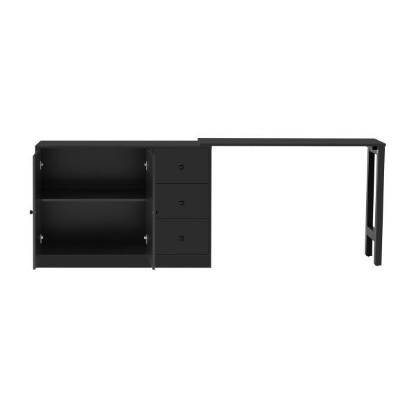 Multifunctional Wooden Sideboard with Extendable Table C 2-Door & 3-Drawer Storage Cabinet, Suitable for Living Room, Study, Foyer and Kitchen