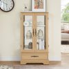 2-300.jpg Lighted Glass Curio Cabinet with Adjustable Glass Shelves, 2 Doors, 1 Drawer & Included Light Bulb