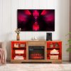 2-302.jpg Modern Electric Fireplace TV Stand with 3D Fireplace, LED Lights, Glass Shelves & USB Charging Port