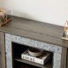 58" Modern TV Stand with 2-Door Storage, Faux Stone Media Console, Grey Large Entertainment Center for Living Room