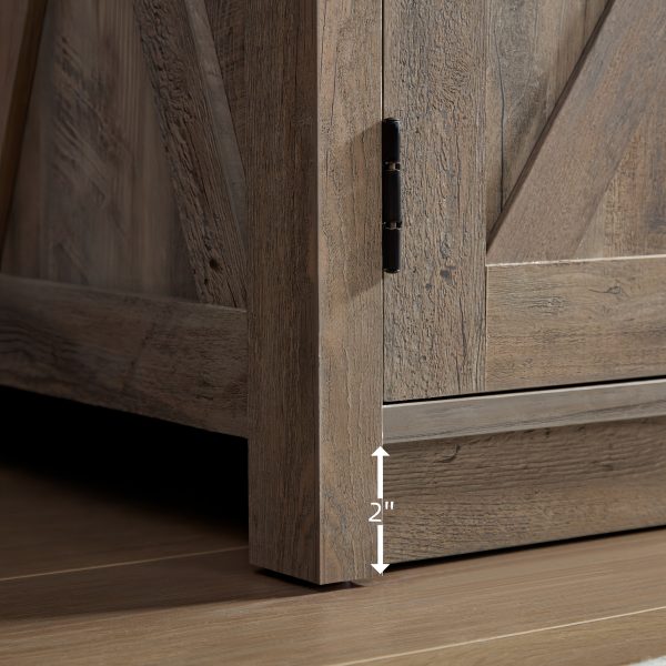 Farmhouse Barn Door TV Media Stand, Modern Entertainment Console for TVs Up to 65" with Open & Closed Storage