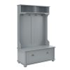 2-308.jpg Modern Classic Hall Tree with Coat Hooks & Shoe Storage Bench, Entryway Organizer with Open Shelves and Shoe Cabinets