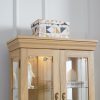 Lighted Glass Curio Cabinet with Wood Frame, Multifunctional Storage for Wine, Toys & Home Decor (Bulb Included)
