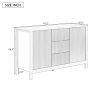 2-31.jpg Wave-Design Storage Sideboard with 3 Adjustable Shelves, 3 Drawers & Soft-Close Doors, Metal Handle Accent Console Table for Study, Hallway & Living Room, Available in 3 Colors