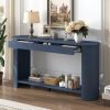 59.8'' Modern Farmhouse Console Table with Oak Veneer, 3 Drawers & Lower Shelf, Semi-Circular Design Wood Sofa Table, Ideal for Living Room, Hallway, Entryway, Foyer & Corridor