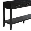 59.1'' Farmhouse Entryway Console Table with 3 Drawers & Open Bottom Shelf, Painted Finish Sofa Table with Vintage Iron Handles, Minimalist Versatile Table for Living Room, Hallway, Kitchen, Bedroom & Office
