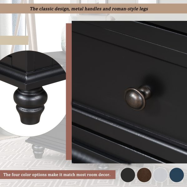 27.6'' Painted Nightstand with Pull-Out Tray, Stylish Bedside Cabinet with 3 Drawers, Minimalist Sofa Side Table with Rubber Legs & Metal Handles for Bedroom, Sofa, Couch and Office