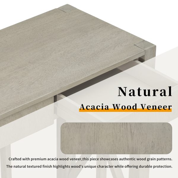 2-46.jpg 60'' Acacia Veneer Console Table with 4 Spacious Drawers, Modern Crisscross Design Entryway Table with Open Bottom Storage, Farmhouse Sofa Table for Living Room, Kitchen, Dining Room & Hallway