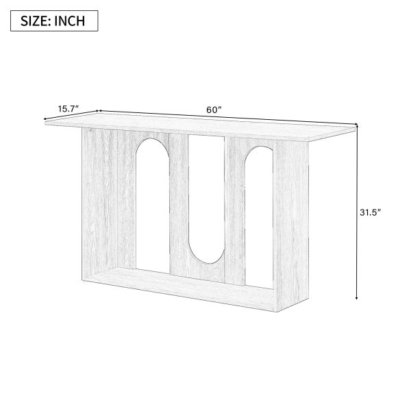 2-50.jpg Modern Curved-Design Console Table with Ash Veneer & Open Storage Shelf, Perfect for Entryway, Hallway, Living Room, Foyer and Corridor
