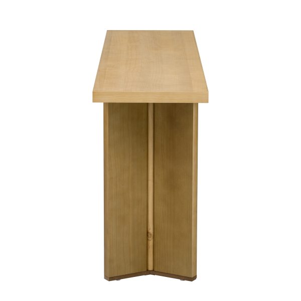 Stylish Console Table with Pine Veneer Tabletop & Geometric Structured Legs, Perfect for Living Room, Study and Dining Room