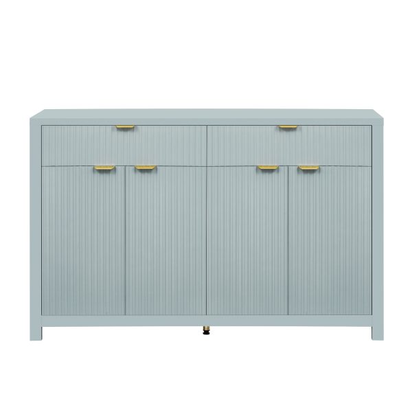 2.jpg Modern 55.1'' Sideboard Buffet Cabinet - 2 Drawers & 4 Doors with Adjustable Shelves, Wave-Pattern Design, Aluminum Handles, Painted MDF, Scandinavian Style Storage for Dining Room & Living Room