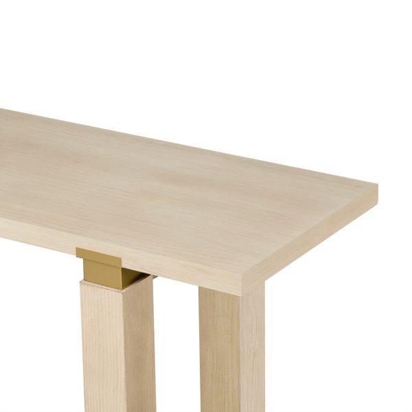 62.9" Modern Minimalist Console Table, Solid Wood Entryway & Sofa Table with Metal Decor Accents and Integrated Storage Shelf, Ideal for Living Room and Hallway