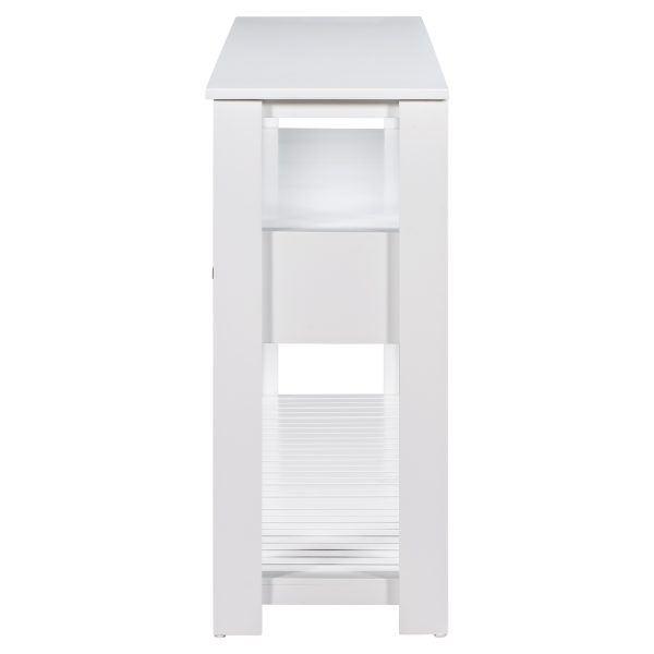2-7.jpg 61.5'' Large Entryway Console Table with 4 Drawers, 3-Tier Open Shelves and Metal Handles - Painted Design, Versatile for Living Room, Bedroom, Foyer & Kitchen