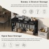 2-71.jpg 60'' Acacia Veneer Console Table with 4 Spacious Drawers, Modern Crisscross Design Entryway Table, Farmhouse Sofa Table with Open Bottom Storage for Living Room, Kitchen, Dining Room & Hallway