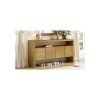 2-85.jpg 60" 4-Door Modern Minimalist Sideboard with Solid Wood Veneer & Open Shelf, Natural Wood Grain Storage Console for Living Room, Hallway & Dining Area