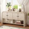 Versatile Woven Wood Slats & Solid Wood Veneer Console Table C Ideal for Entryway, Hallway, Living Room, Foyer & Corridor