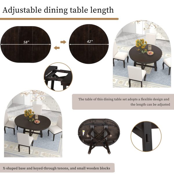 Farmhouse Round Extendable Dining Table with 16-Inch Leaf C Wood Kitchen Dining Table