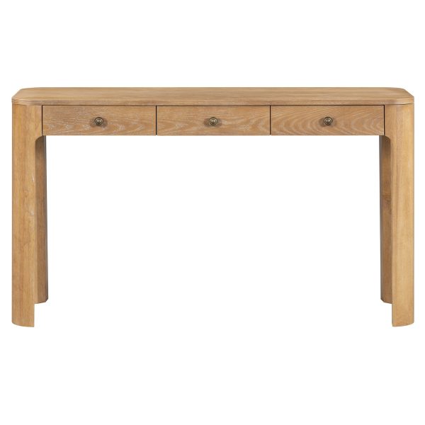 2-94.jpg Rustic Curved Corner Console Table, Entryway Sofa Table with 3 Hidden Drawers & Thick Sturdy Legs for Hallway and Living Room