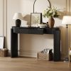 Natural Wood Grain Entryway Console Table with Fluted Design, Oval Top & 2 Drawers for Entryway & Living Room