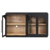 4-Door Arched Buffet Sideboard with Glass Doors & Large Storage, Adjustable Shelves for Kitchen, Dining Room & Living Room
