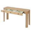 Rustic Console Table with Safety Curved Corners, 3 Concealed Drawers & Thick Sturdy Legs for Entryway, Hallway & Living Room