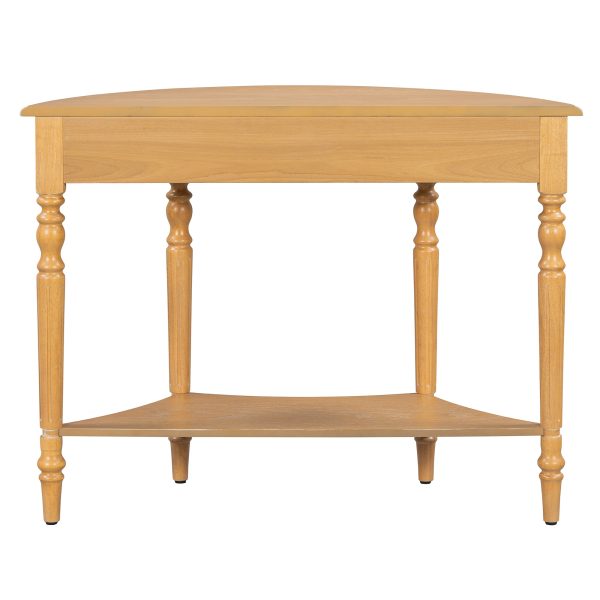Farmhouse Half Moon Console Table with Drawer & Shelf, Rustic Accent Sofa Table for Entryway, Living Room, Hallway & Foyer
