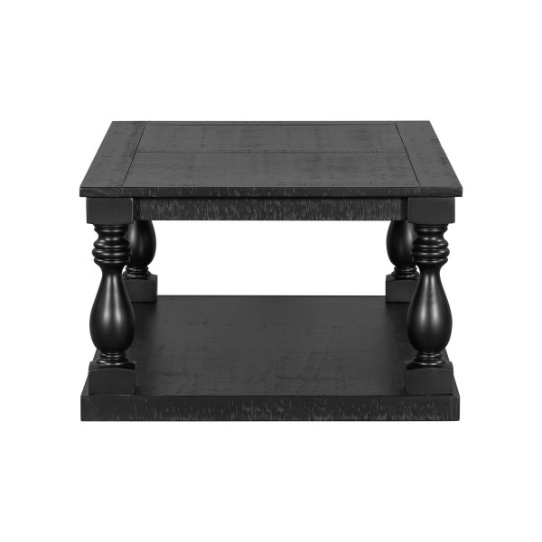 Vintage Coffee Table with Artistic Vase-Style Column Legs & Premium Pine Veneer, Boasting Timeless Elegance. Ideal for Living Rooms and Studies.