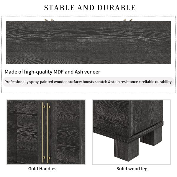 3-114.jpg Farmhouse Wood Sideboard Buffet Cabinet with Storage, Adjustable Shelves & Gold Handles for Kitchen, Dining & Living Room
