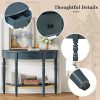 Farmhouse Half Moon Console Table with Storage Drawer & Open Shelf, Rustic Accent Sofa Table for Entryway, Living Room, Hallway & Foyer