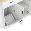 3-122.jpg Multifunctional Storage Sideboard & Kitchen Island with Trash Can Compartment, Sliding Door Cabinet and 3-Tier Spice Rack for Kitchen & Dining Room