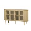 3-124.jpg Farmhouse Wood Sideboard Buffet Cabinet with Glass Doors & Adjustable Shelves, Multi-Purpose Storage Cabinet for Kitchen, Dining Room & Living Room