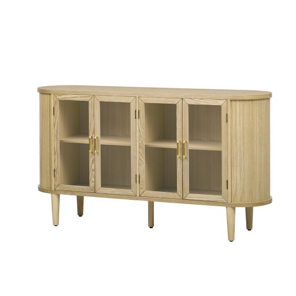 3-124.jpg Farmhouse Wood Sideboard Buffet Cabinet with Glass Doors & Adjustable Shelves, Multi-Purpose Storage Cabinet for Kitchen, Dining Room & Living Room