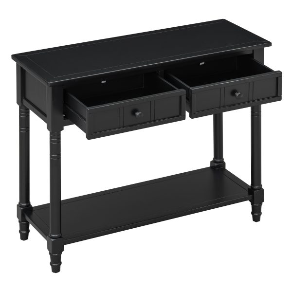 Daisy Series Traditional Console Table with Two Drawers & Bottom Storage Shelf