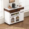 3-130.jpg Extendable Dining Table with Extra-Long Folding Top, Rolling Kitchen Island with Drawers, Power Outlet & Brake Lock, Storage Cabinet for Kitchen & Dining Room