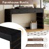 3-132.jpg Curved Wooden Console Table with 2 Storage Drawers, Farmhouse Rustic Entryway Table in Distressed Black for Hallway & Living Room