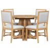 Farmhouse 5-Piece Dining Set with Extendable Table & 4 Upholstered Chairs, 15.7" Removable Leaf for Extra Seating, Ideal for Dining Room, Kitchen & Living Room