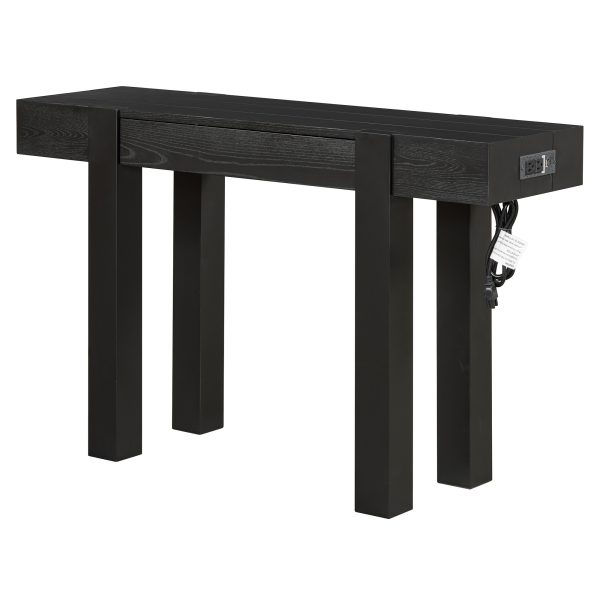 3-136.jpg Rustic Minimalist Wooden Console Table with Hidden Drawer & Side Power Outlet, Versatile Entryway Table for Entryways, Living Rooms & Home Offices