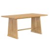 3-139.jpg 6-Piece Rustic Farmhouse Dining Set, Wire Brushed Rectangular Table with Trapezoid Legs, 4 Linen-Upholstered Chairs & 1 Padded Bench for Dining Room & Kitchen
