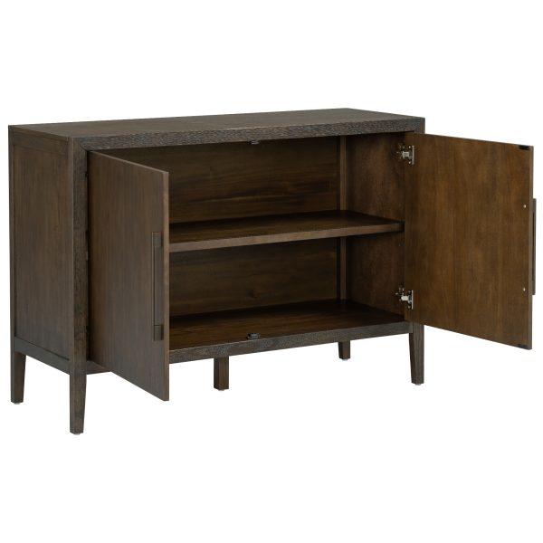 47.25-Inch Farmhouse Sideboard with Pine Veneer & 2 Doors, Retro Buffet with Adjustable Feet, Minimalist Wooden Storage Cabinet with Metal Handles C For Living Room & Kitchen