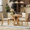 3-142.jpg Retro 5-Piece Dining Set: Extendable Round Table & 4 Upholstered Chairs for Dining Room & Living Roo
