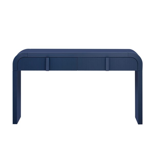 Modern Console Table with 2 Storage Drawers, Fluted Entryway Table with Rounded Silhouette for Hallway, Living Room & Entryway