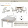3-158.jpg 5-Piece Retro Functional Dining Set, Extendable Round Table & 4 Upholstered Chairs for Dining Room & Living Room